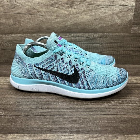 Nike Shoes - Nike Free 4.0 Flyknit Blue Green Womens US Size 8.5 717076-404 Running Shoes